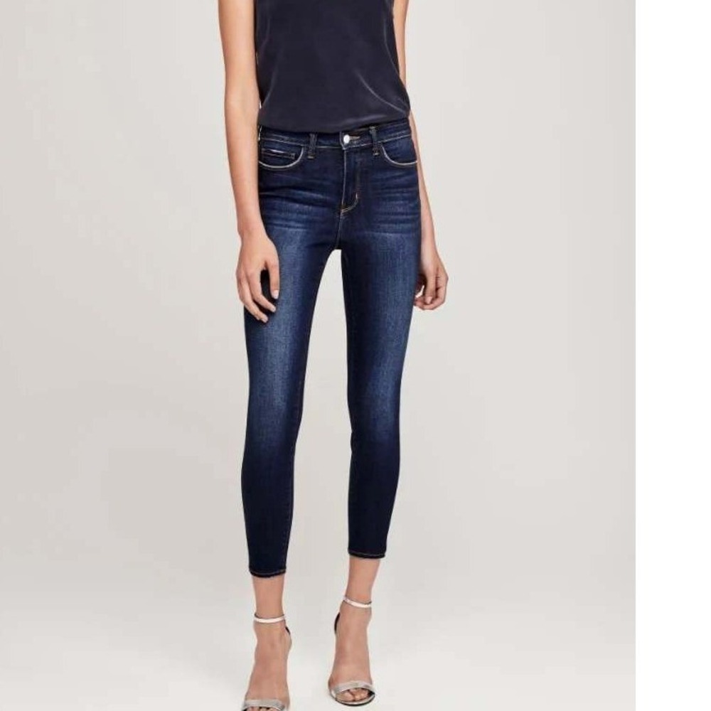 L'Agence Margeurite Skinny High Rise Baltic Dark Blue Wash Denim Jeans Womens 32